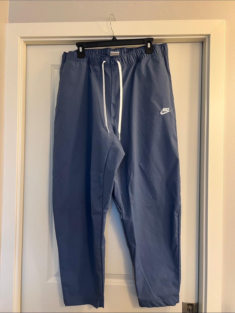 Nike Men's Slate Blue Jogger Pants with White Drawstrings